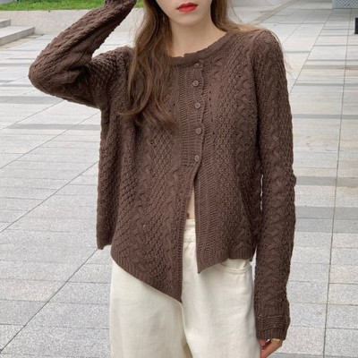 Καθημερινή μακρά ζακέτα με οβάλ ντεκολτέ