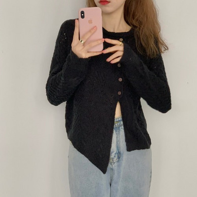 Καθημερινή μακρά ζακέτα με οβάλ ντεκολτέ