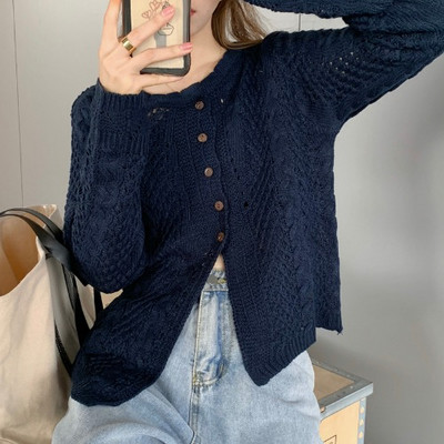 Καθημερινή μακρά ζακέτα με οβάλ ντεκολτέ