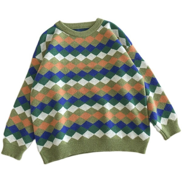 Γυναικείο λουλουδάτο πουλόβερ με στρογγυλή λαιμόκοψη