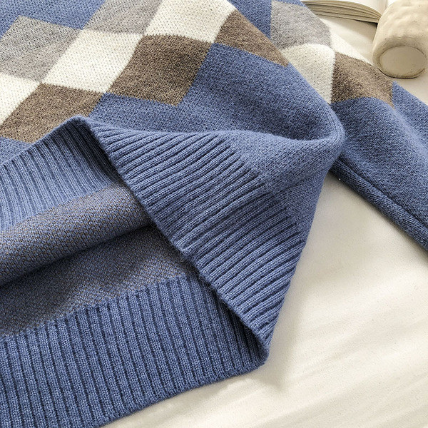 Γυναικείο ρετρό στυλ πουλόβερ με χαμηλό γιακά