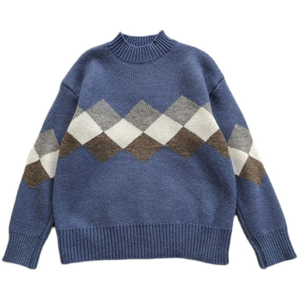 Γυναικείο ρετρό στυλ πουλόβερ με χαμηλό γιακά