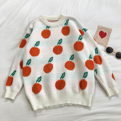 Ležeran ženski džemper s okruglim izrezom i dugim rukavima