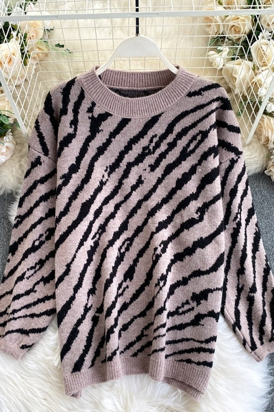 Casual γυναικείο πουλόβερ με οβάλ λαιμόκοψη και μακριά μανίκια