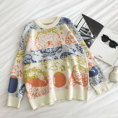 Pulover de dama in stil retro cu decolteu oval si maneci lungi