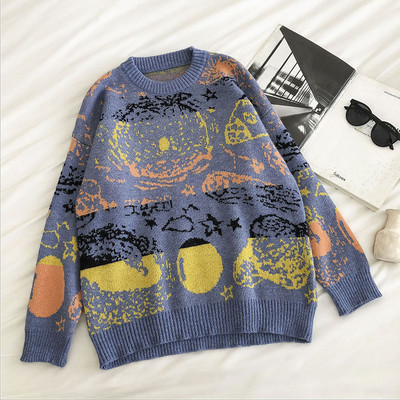 Pulover de dama in stil retro cu decolteu oval si maneci lungi