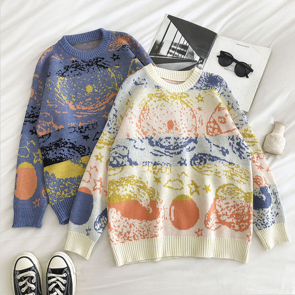 Pulover de dama in stil retro cu decolteu oval si maneci lungi