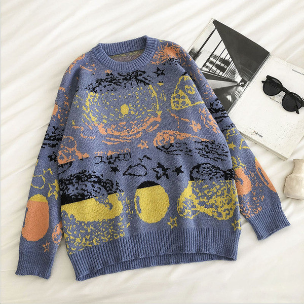 Pulover de dama in stil retro cu decolteu oval si maneci lungi