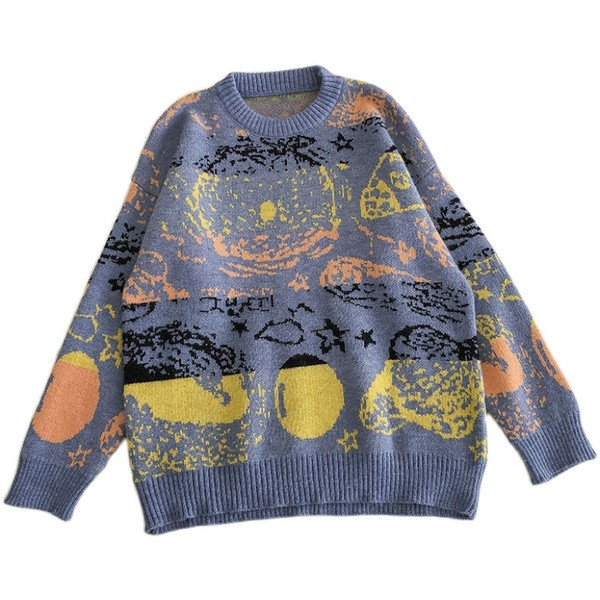 Pulover de dama in stil retro cu decolteu oval si maneci lungi