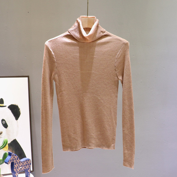 Γυναικεία πλεκτή μπλούζα με ψηλό γιακά