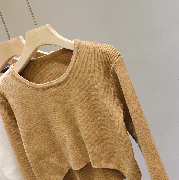 Νέο μοντέλο γυναικείο κοντό πουλόβερ με στρογγυλή λαιμόκοψη