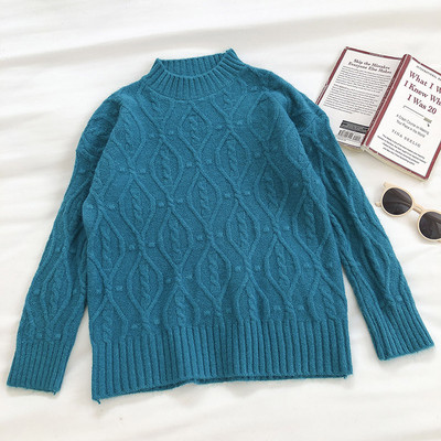 Γυναικείο πουλόβερ φαρδύ μοντέλο με μακριά μανίκια