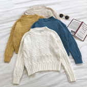 Praegune ümara kaelusega ja pikkade varrukatega naiste kampsun