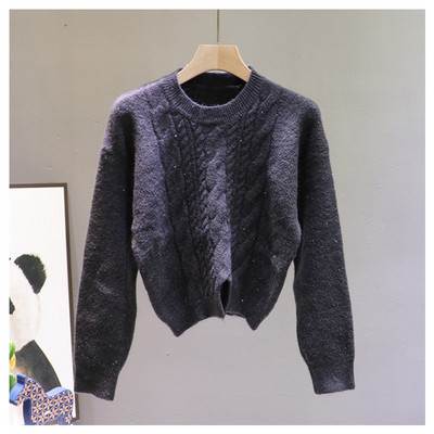 Moodne, talveks sobiv ümara kaelusega naiste kampsun