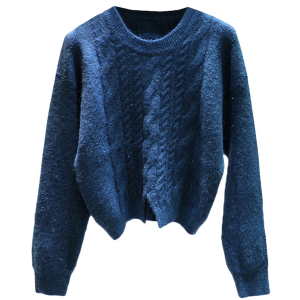 Moodne, talveks sobiv ümara kaelusega naiste kampsun