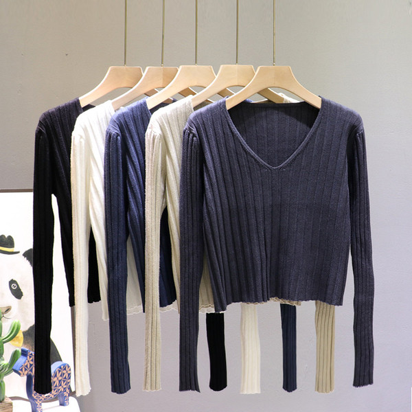 Γυναικείο πουλόβερ casual με λαιμόκοψη και μακριά μανίκια