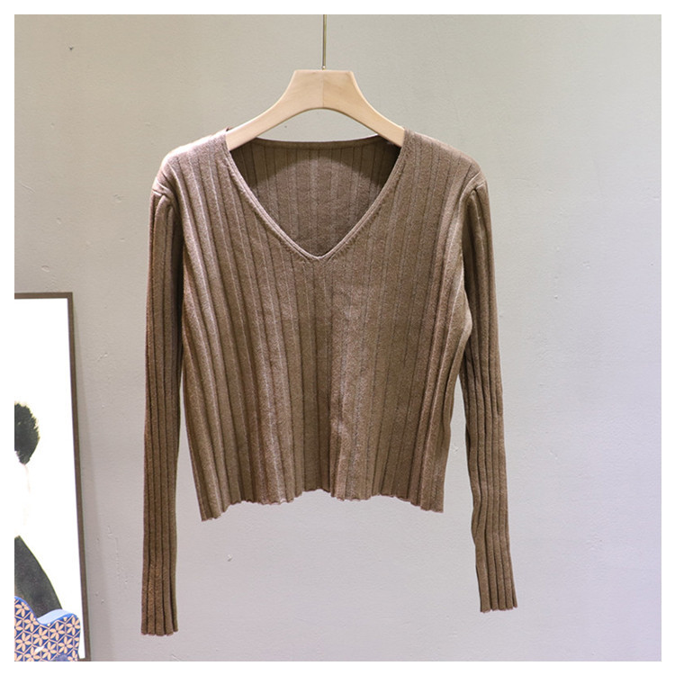 Γυναικείο πουλόβερ casual με λαιμόκοψη και μακριά μανίκια