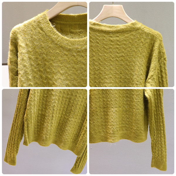 Γυναικείο πουλόβερ με μακριά μανίκια και στρογγυλή λαιμόκοψη