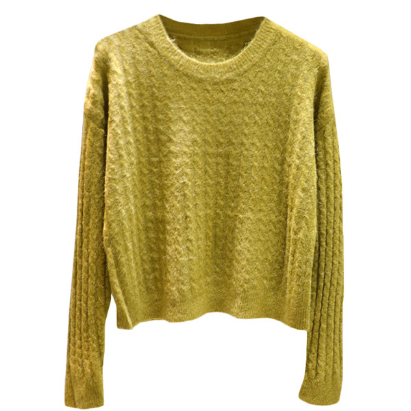 Γυναικείο πουλόβερ με μακριά μανίκια και στρογγυλή λαιμόκοψη