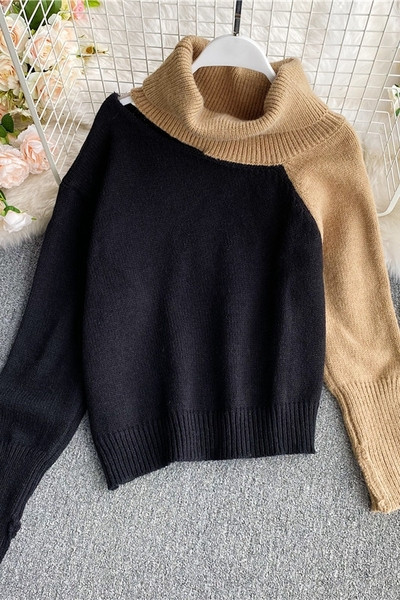 Polo krae ja pikkade varrukatega naiste kampsun mitmes värvitoonis