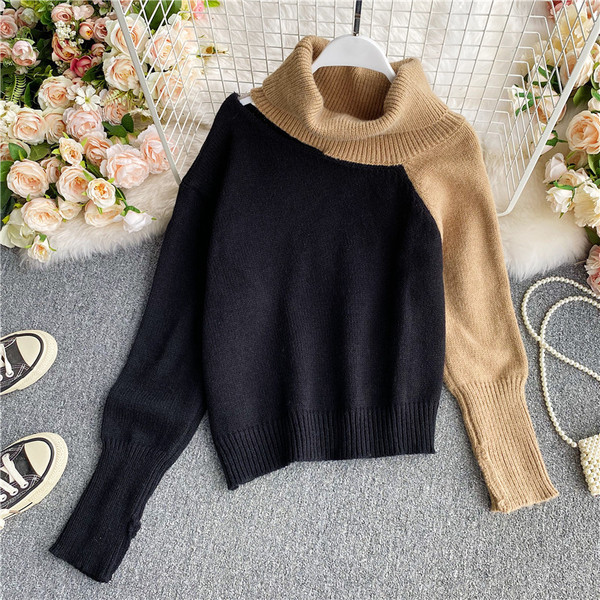 Polo krae ja pikkade varrukatega naiste kampsun mitmes värvitoonis