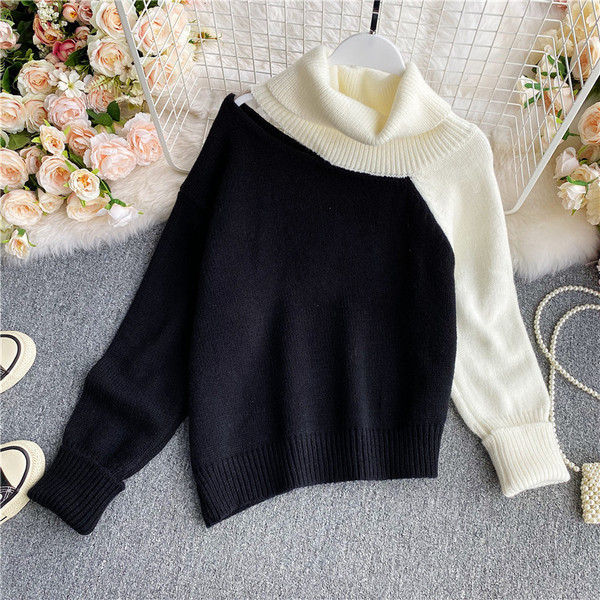 Polo krae ja pikkade varrukatega naiste kampsun mitmes värvitoonis