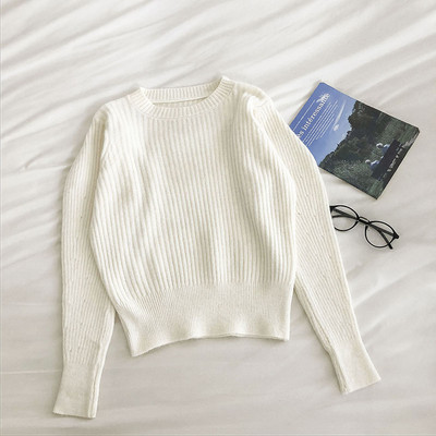 Naiste vabaaja sviiter pikkade varrukatega ja ümara kaelusega