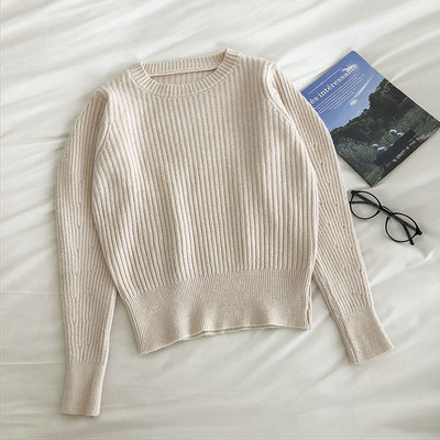 Naiste vabaaja sviiter pikkade varrukatega ja ümara kaelusega