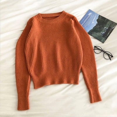 Naiste vabaaja sviiter pikkade varrukatega ja ümara kaelusega