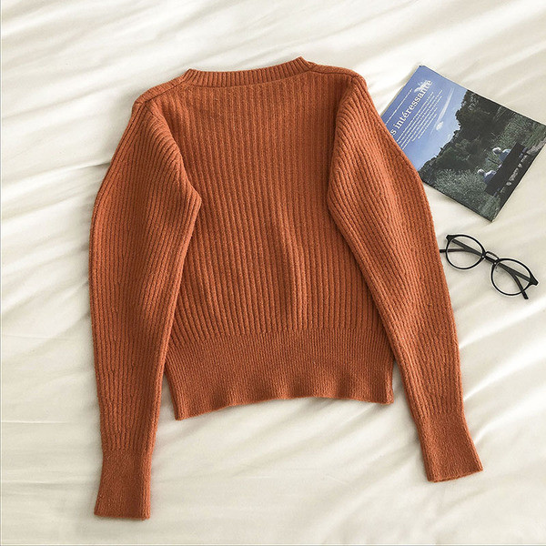 Naiste vabaaja sviiter pikkade varrukatega ja ümara kaelusega