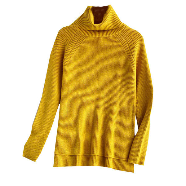 Γυναικείο πουλόβερ με ψηλό γιακά - ασύμμετρο μοντέλο