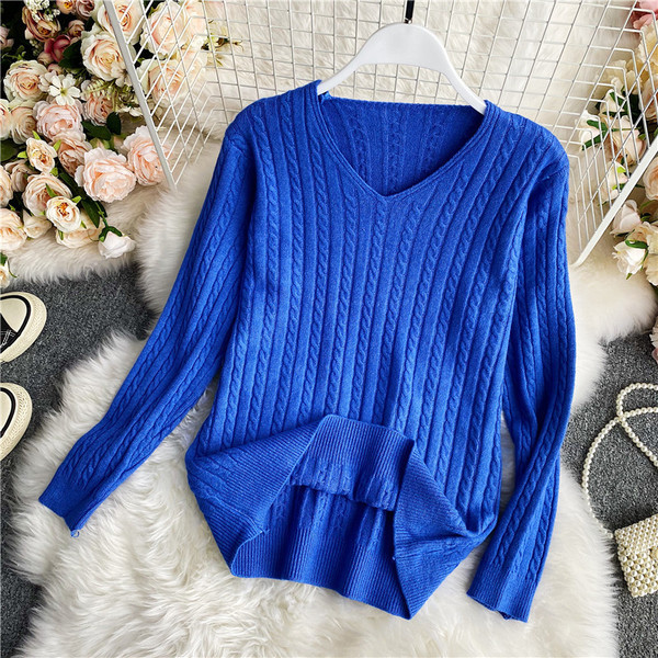 Γυναικείο casual πουλόβερ με λαιμόκοψη σε διάφορα χρώματα