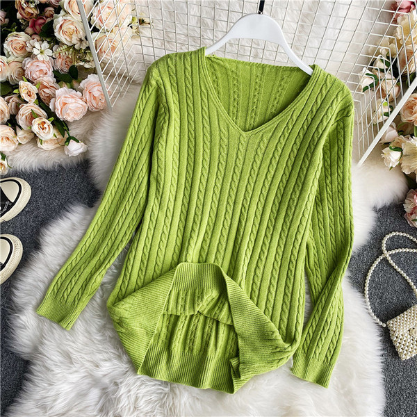 Γυναικείο casual πουλόβερ με λαιμόκοψη σε διάφορα χρώματα