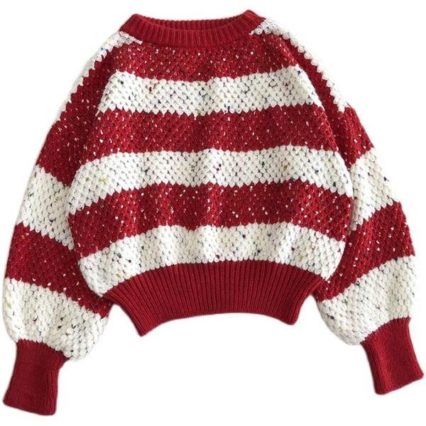 Triibuline naiste kampsun ovaalse kaelusega