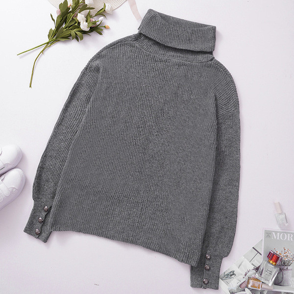 Naiste kõrge polo kraega kampsun - lai mudel