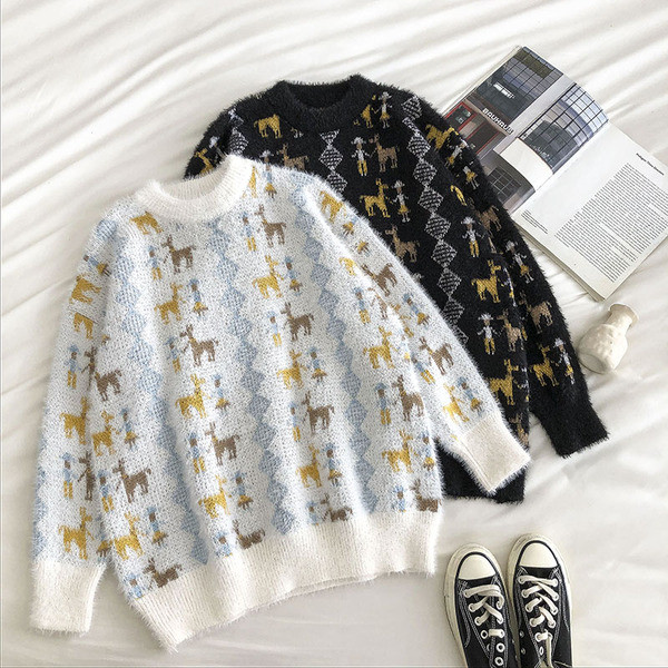 Moodne naiste kampsun pikkade varrukate ja ümara kaelusega