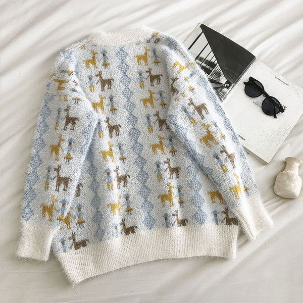 Moodne naiste kampsun pikkade varrukate ja ümara kaelusega