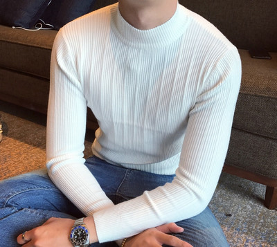 Ανδρικό πουλόβερ με ψηλό γιακά και μακριά μανίκια