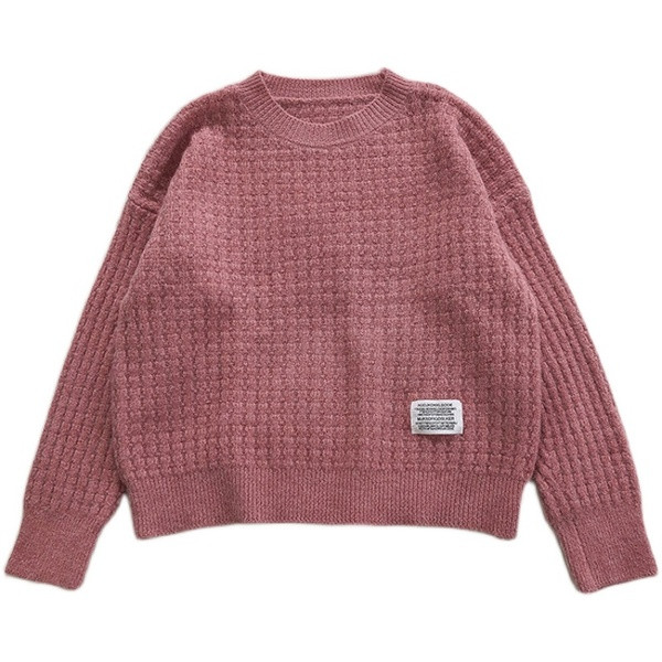 Casual γυναικείο πουλόβερ με στρογγυλή λαιμόκοψη και μακριά μανίκια