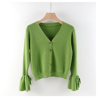 Moodne naiste vest spitsikaelusega ja lootosevarrukatega