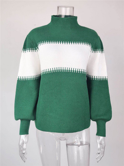 Ženski pulover širokog modela s visokim ovratnikom