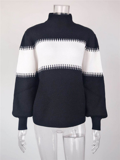 Ženski pulover širokog modela s visokim ovratnikom