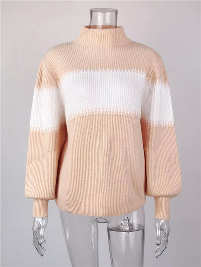 Ženski pulover širokog modela s visokim ovratnikom