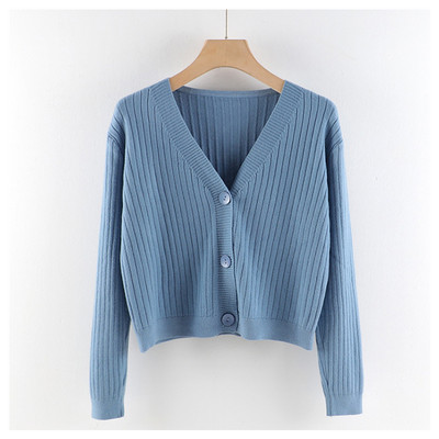 Casual γυναικεία ζακέτα με λαιμόκοψη και κουμπιά