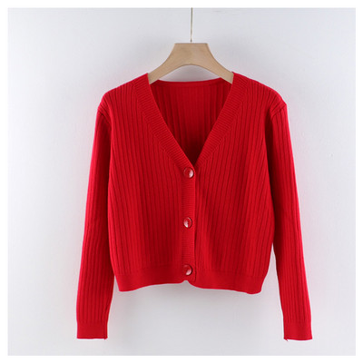 Casual γυναικεία ζακέτα με λαιμόκοψη και κουμπιά