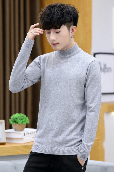 Ανδρικό καθημερινό πουλόβερ με χαμηλό γιακά και μακριά μανίκια