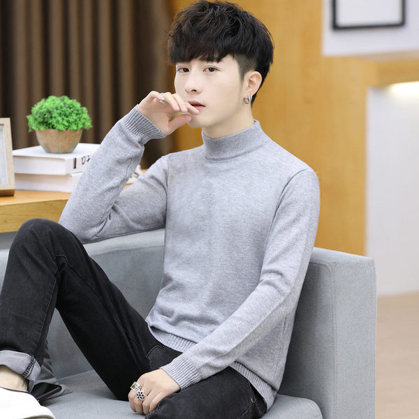 Ανδρικό καθημερινό πουλόβερ με χαμηλό γιακά και μακριά μανίκια