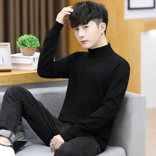 Ανδρικό καθημερινό πουλόβερ με χαμηλό γιακά και μακριά μανίκια