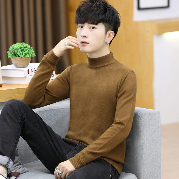 Ανδρικό καθημερινό πουλόβερ με χαμηλό γιακά και μακριά μανίκια