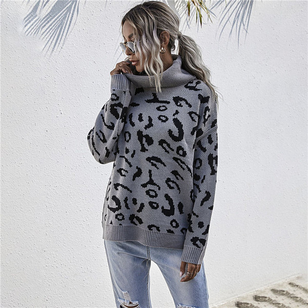 Γυναικείο πουλόβερ με ψηλό κολάρο και φαρδιά μανίκια